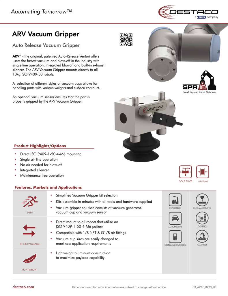 SPR10 ARV Gripper Kit Flyer
