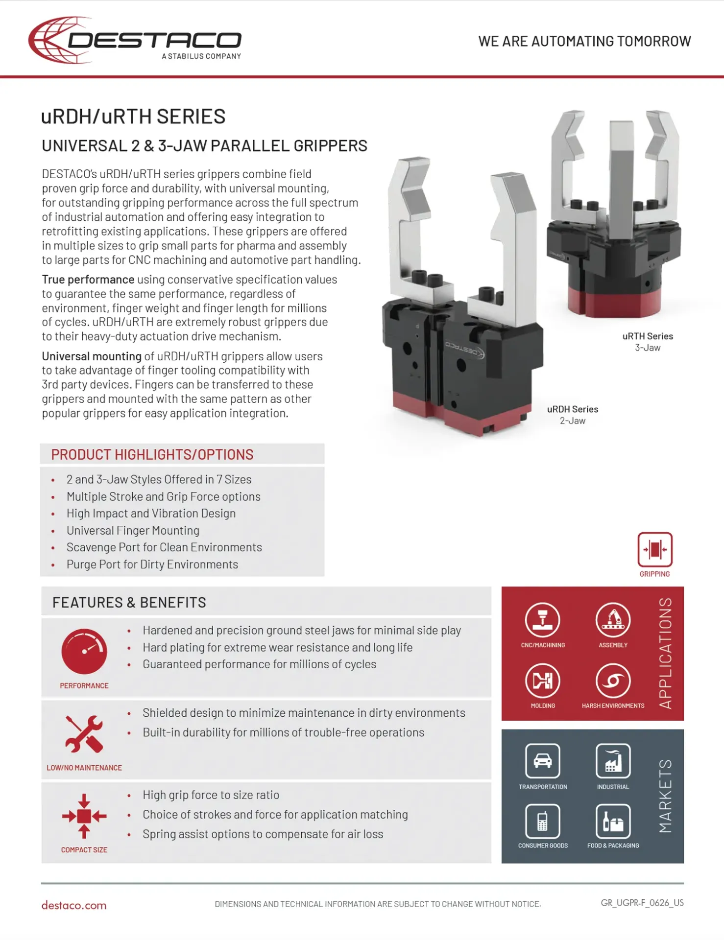 DSC uRDH/uRTH Universal Parallel Grippers Flyer