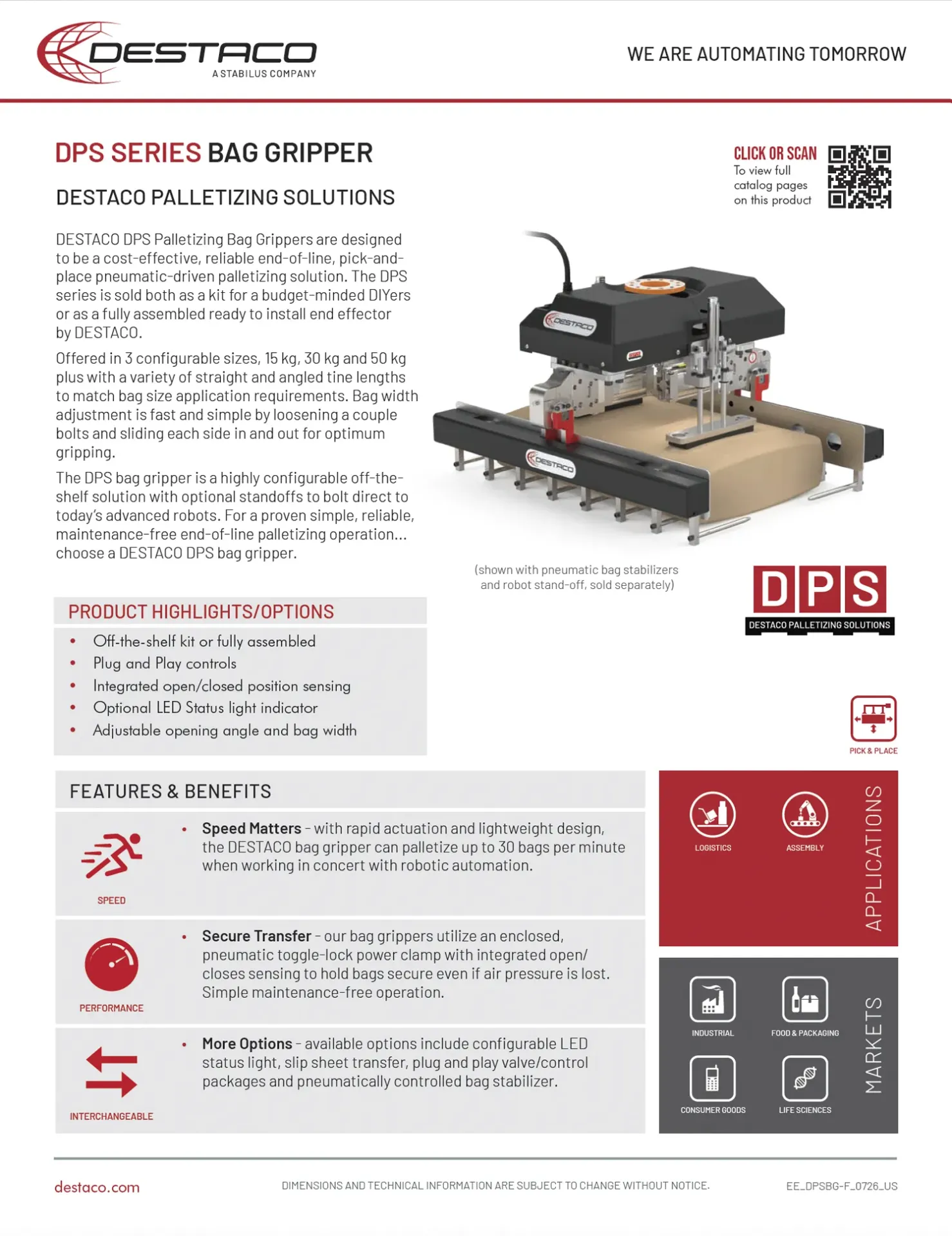 DSC DPS Bag Gripper Palletizing Solutions Flyer