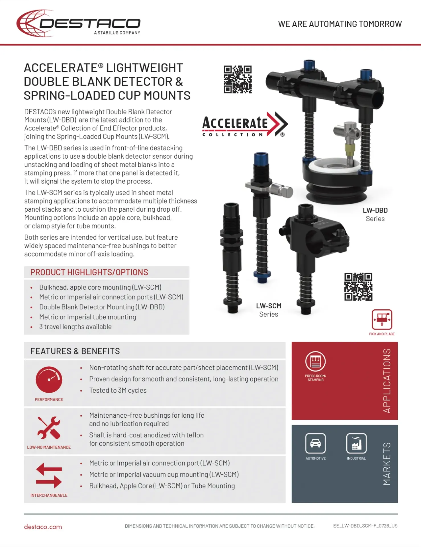 Accelerate Lightweight Double Blank Detector and Spring Loaded Cup Mounts Flyer