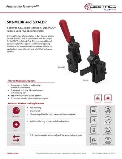 503-MLBR/533-LBR DESTACO Toggle Lock Plus Flyer