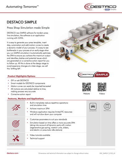 DESTACO SiMPLE Tandem Press Shop Flyer