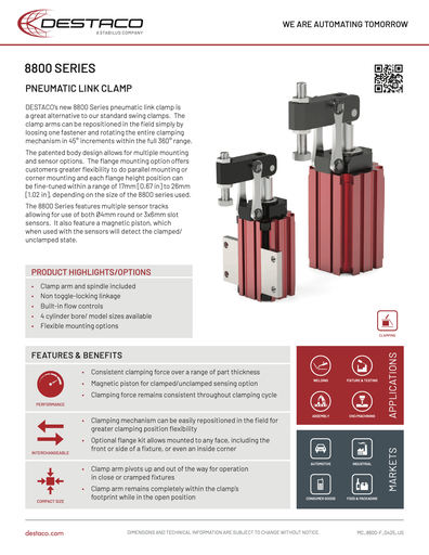 DESTACO 8800 Series Pneumatic Link Clamp Flyer