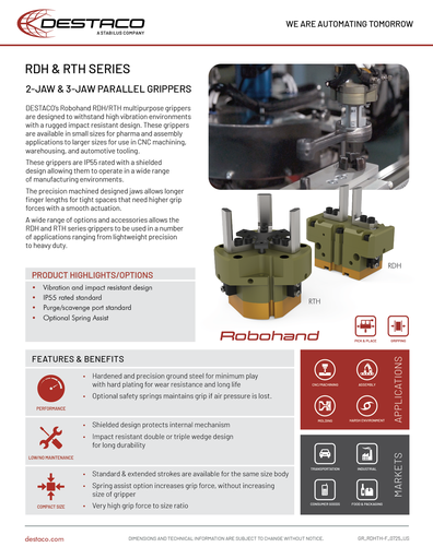 DESTACO Robohand RDH/RTH Parallel Grippers Flyer