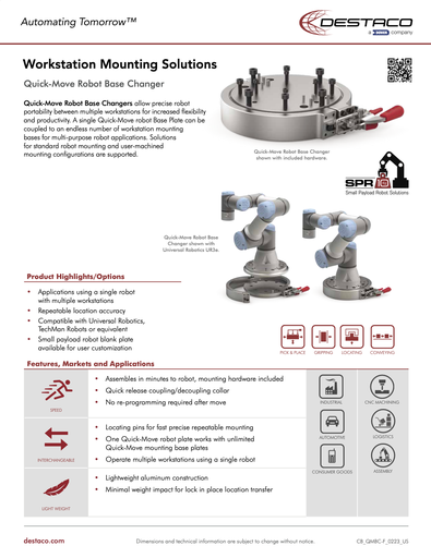 SPR10 Quick Move Robot Base Changer Flyer